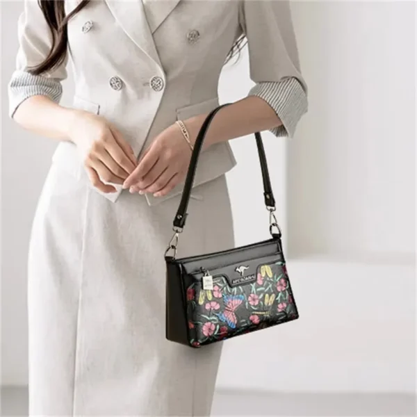 Women Floral Patterned Shoulder Bags High Quality Leather Crossbody Bag Elegant Ladies Commuting Handbags Versatile Stylish Sac - Image 2