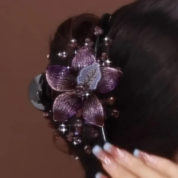 Woven Copper Wire Flower Bride Hairpin Hair Accessories for Women Retro Luxury Zircon Shark Clip Headwear Mom Jewelry Tiaras