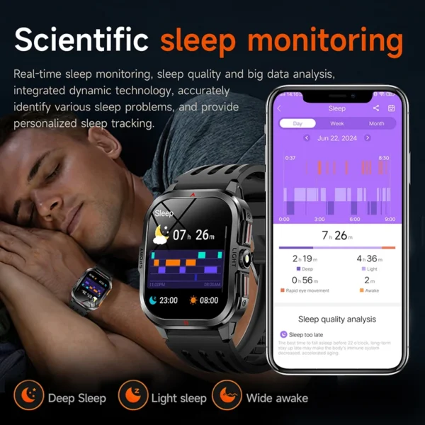 LIGE Rugged Military Smart Watch Men Outdoor Sport Smart Watches Heart Rate Monitor Bluetooth Call Man Smartwatch For Androd ios - Image 5