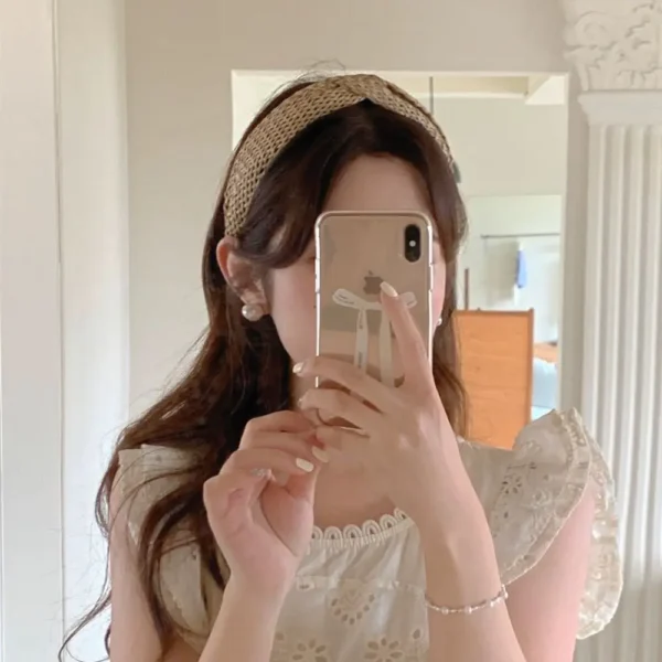 Beach Style Straw Headband Bohe Hair Band Weaving Cross Hair Hoop Summer Women Hairband Wide-Brimmed Headwear Hair Accessories - Image 2
