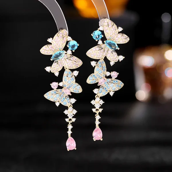 SUYU European And American Fashion Trend Earrings Atmospheric Water Drop Earrings Creative Design Dancing Butterfly Earrings - Image 2