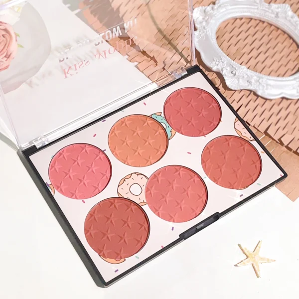 Six-color blush plate girl's heart waterproof matte pearl multi-color nude makeup natural grooming students - Image 3