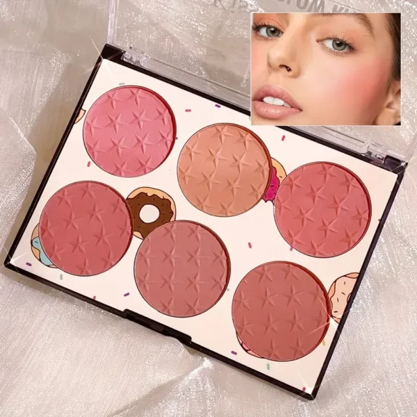 6-color blush palette, matte effect, natural long-lasting, high pigment, daily multi-color makeup set - Image 5