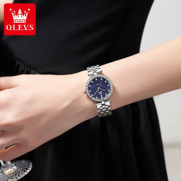 OLEVS 3641 Womens Watch Elegant Simple Quartz Watch Zircon Scale Waterproof Luminous Starry Dial Ladies Watch Gifts Original - Image 4