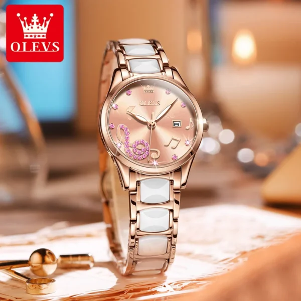 OLEVS Watch 3605 Women Original Luxury Quartz Watch For Women Waterproof Luminous Ceramic Strap Date Ladies Watch Gifts Reloj ﻿ - Image 2