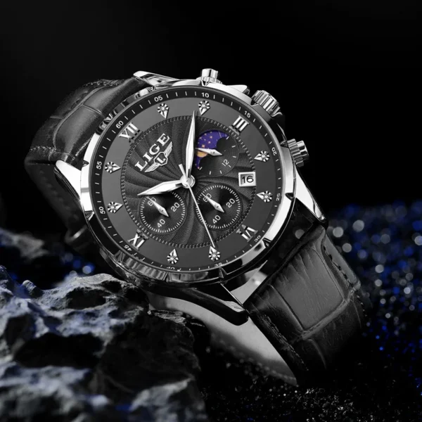 New Mens Watches LIGE Top Brand Luxury Leather Casual Quartz Watch Men's Sport Waterproof Clock Watch Relogios Masculino+Box - Image 3