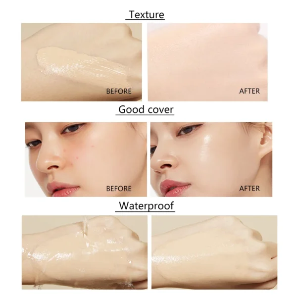 Liquid foundation naturally covers flaws without sticking powder, plain face cream, transparent foundation, conceals blemishes - Image 4