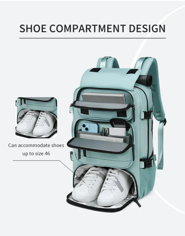 XOKY Large Travel Backpack Boardable Backpack USB Charging Waterproof Outdoor Travel Backpack independent shoe compartment 8102 - Image 3