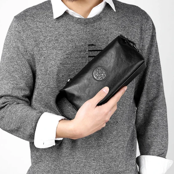 High Quality Cowhide Men's Brand Handbag Wallet Card Bag Bag For Men Sacoche Homme Bolso Hombre Necessaire Clutch Wallet For Men - Image 3