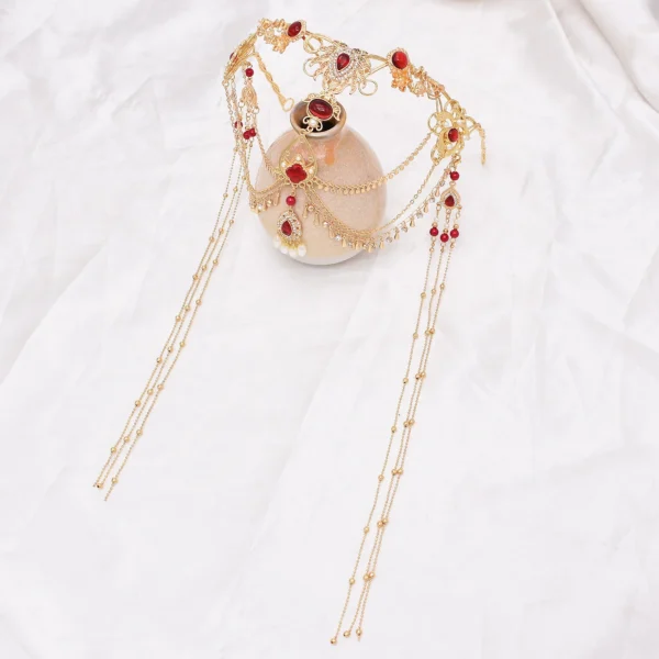 Chinese Style Dreamy Purple Crystal Novel Hair Accessories Hanfu Heart Hollow Chain Retro Bridal Headdress Drop Pendant Hairpin - Image 4