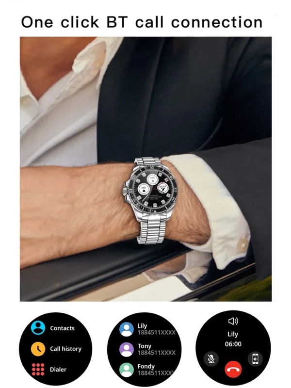 For Rolex New Smart Watch Men Compass GPS Track SmartWatch Amoled Always Displays Temperature Clock BT Call Smartwatch+BOX 2024 - Image 5