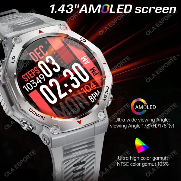 Swim Smart Watch Waterproof Flashlight Amoled Sport GPS T-Rex 3 Smart Watch Men Women 100+ Sport Modes for Xiaomi Watch Amazfit - Image 2