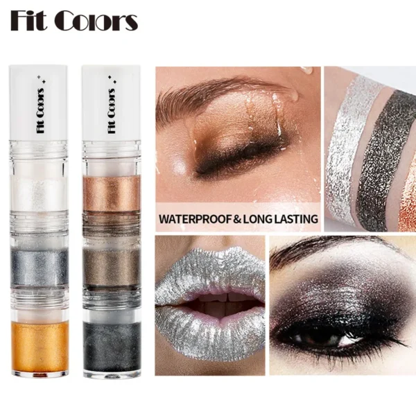 3 Color Glitter Eye Shadow Set Shiny Metallic Texture Lasting Waterproof Fashion Multi-functional Liquid Eye Shadow Cosmetics 6g - Image 2