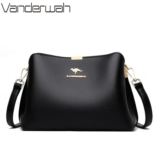 Solid Color Luxury Designer High Quality Leather Women's Handbag Purses Multifunctional Ladies Shoulder Messenger Bags Sac Femme - Image 2