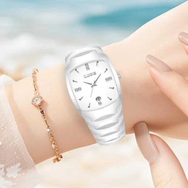 LIGE New Fashion Women Watch Elegant Ceramic Strap Calendar Quartz Wristwatch 30M Waterproof Business Luxury Gift Ladies Watches - Image 6
