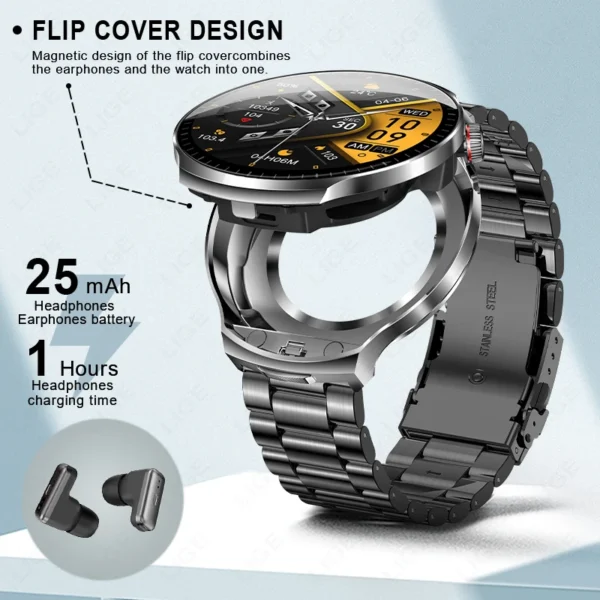 Smart Watch Built-in Bluetooth Earbuds 2 in 1 TWS Headset Smartwatch Heart Rate Sleep Monitor Music Player Watch Fitness Tracker - Image 2