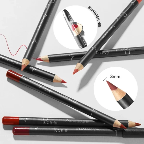 Waterproof Matte Lipliner Pencil Red Contour Tint Lipstick Long Lasting Non-stick Cup Moisturising Lips Makeup 12 Colors - Image 8