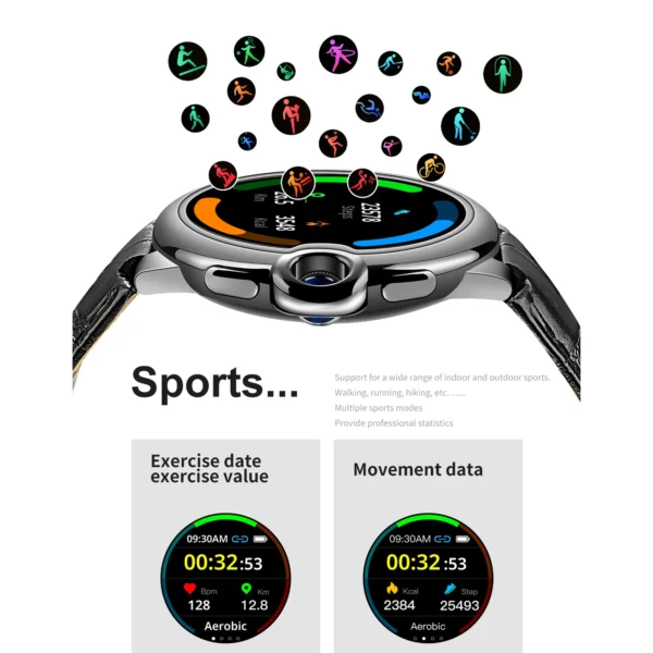 Aiweile New Fashion AW28 Smart Watch For Men Women's Wristwatch Connected Watch Steel Leather Strap Bluetooth Calls For Gift - Image 3
