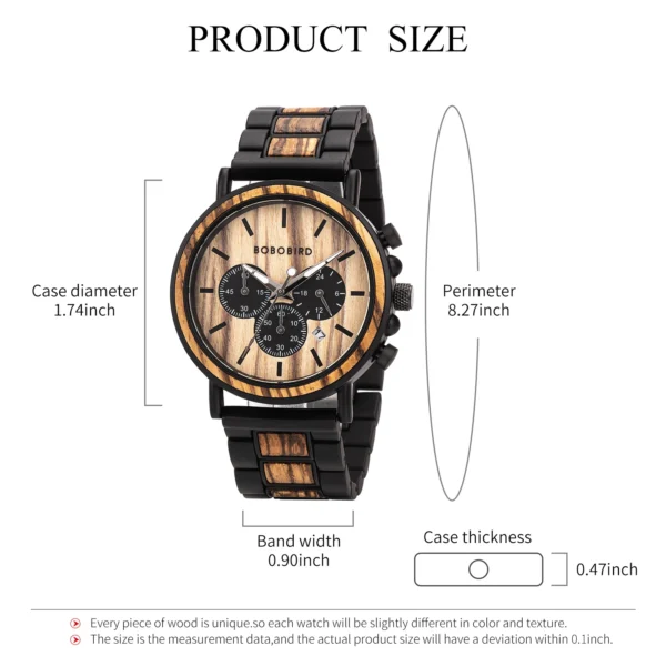 BOBOBIRD Luxury Men Watch Top Quartz Chronograph Personalized Wristwatch Timepiece Metal Wooden Strap Gift Box relogio masculino - Image 4