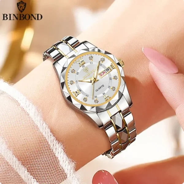 BINBOND Brand Watch Luxury Quazt woman Watches Waterproof Luminous Date Ms. Wristwatch Fashion Sports woman Clock 5552 - Image 6
