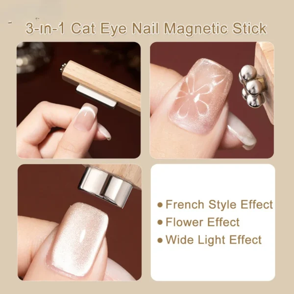 3/1Pcs 3 IN 1 3D Cat Eye Strong Magnet Rod Multi-function Nail Art Tools UV LED Gel Polish Magic Effect Manicure Accessories - Image 2