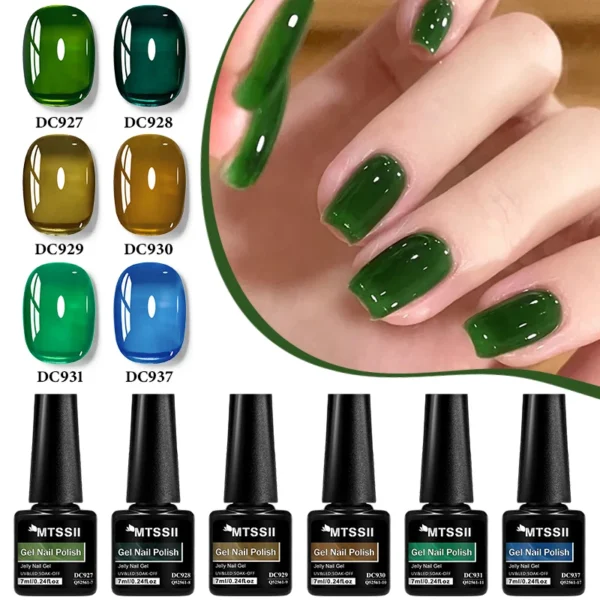 MTSSII 20/6 Pcs Mambo Jelly Gel Nail Polish Set Mint Grass Green Transparent Nail Art Gel Nail Supplies Nails Gel Varnish Kit - Image 2