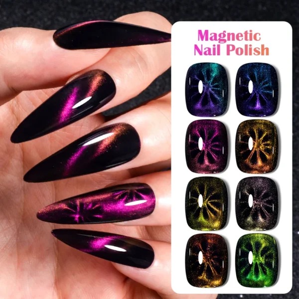 9D Cat Magnetic Nail Polish 8ml Blue Red Laser Nail Polish Quick Dry Nail Art Polish For Nails DIY Manicure No Need Lamp - Image 6