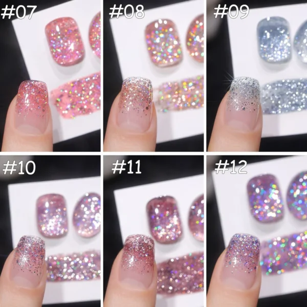 1-12pcs PSK Summer New Popular Super Flash Broken Drill Gel Nail Polish 2025 Wishing Star Sequin Gel Series Nail Art For Party