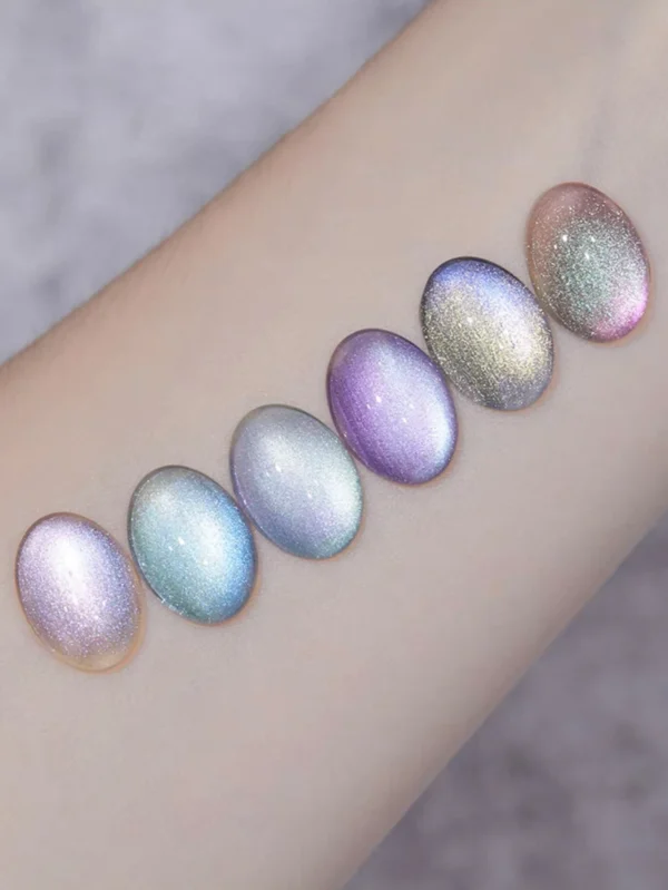 6PCS 2025 New Trendy Nail Art Fashion Phototherapy Iceland Aurora Blue-Green-Purple Cat Eye Gel Magnetic Powder Gold Nail Polish - Image 5