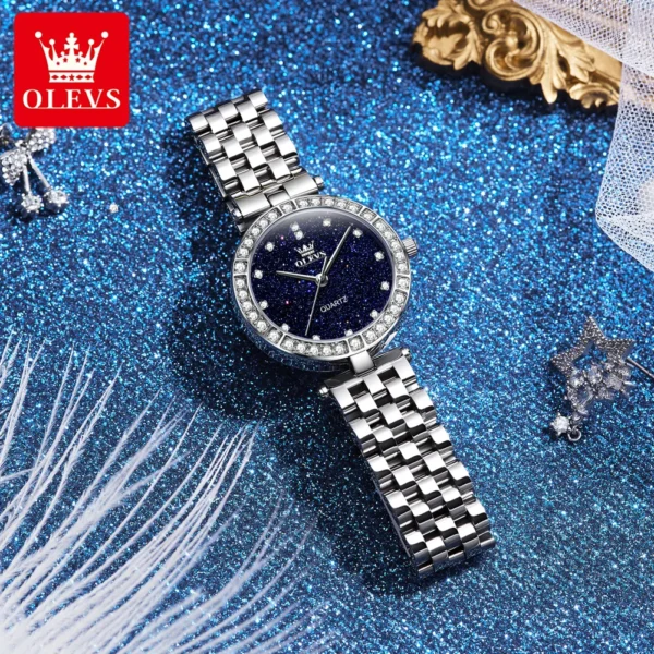 OLEVS 3641 Womens Watch Elegant Simple Quartz Watch Zircon Scale Waterproof Luminous Starry Dial Ladies Watch Gifts Original - Image 2