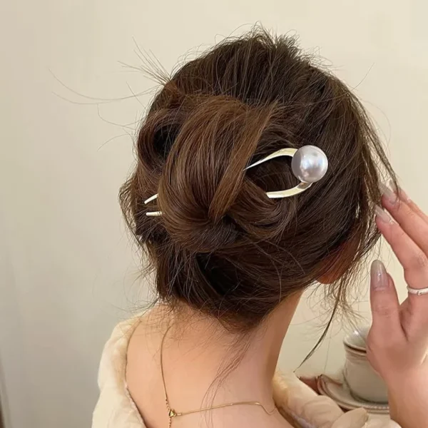 New Pearl Hairpins Korean U-shaped Metal Shell Hair Clip Pins Women Girls Hair Sticks Bun Maker Hair Styling Accessories Gifts - Image 2