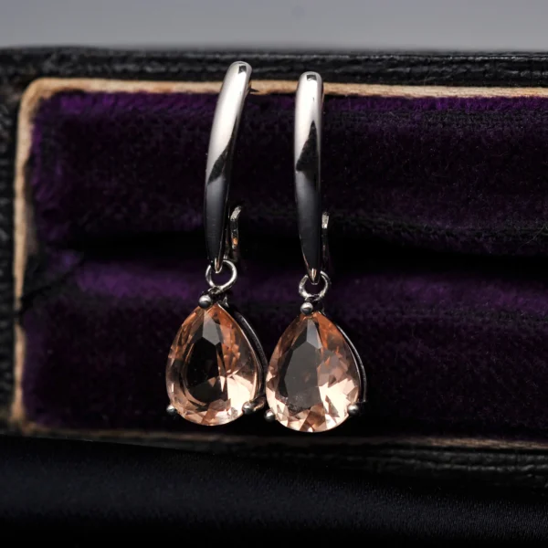 Potiy 2ct 5A Pear Shape Cubic Zirconia Morganite Pink Solitaire Dangle Drop Earrings Gift For Her 925 Sterling Silver - Image 5