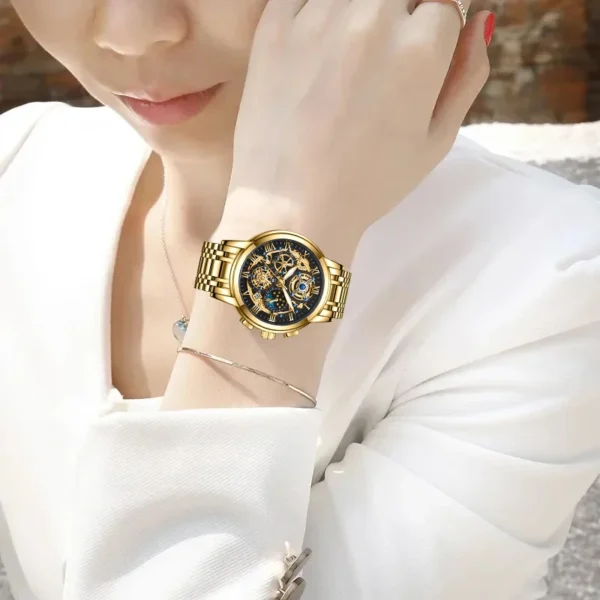 LIGE 2024 New Fashion Gold Women Watch Top Brand Luxury Waterproof Watches for Women Sport Quartz Chronograph Relogio Feminino - Image 6