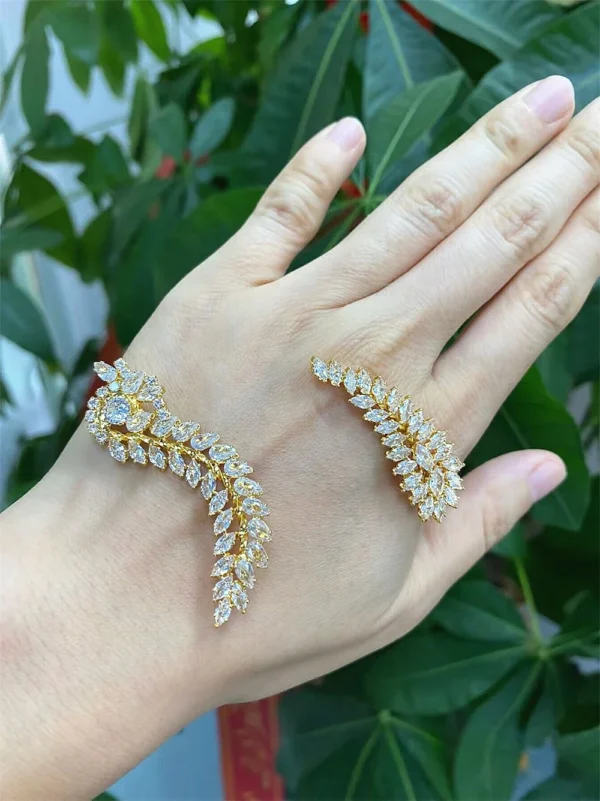 5A+ Cubic Zironia Crystal Hand Palm Open Bracelet for Women Eyes Design Same Clip Ear Jewelry Adjustable Bangle Wholesale - Image 2