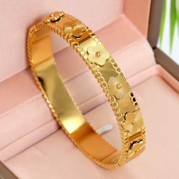 Stainless Steel Flower Bracelet for Women, Waterproof, Stackable, Daily Wear, Birthday Parties, Wedding Jewelry Gifts, Fashion - Image 4