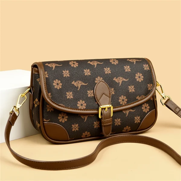 Women Quality Soft Leather Shoulder Bag Vintage Print Designer Crossbody Bag Ladies Handbags Small Purses Messenger Commuter Sac