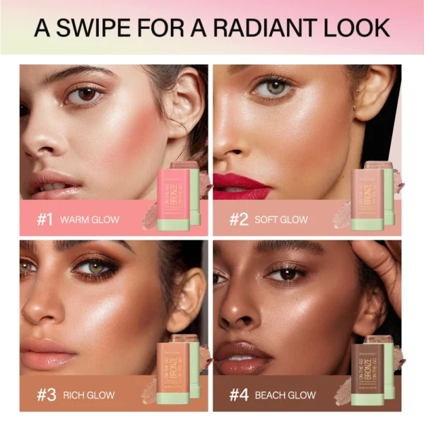 Lakerain Functional Blush Stick Face Makeup Waterproof Easy Color Rouge Blusher Cream High Color Rendering Brightening Skin Tone - Image 4