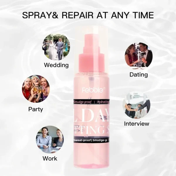 FEBBLE Setting Spray Waterproof Sweatproof & Long-Lasting Moisturizing Oil-Control & Hydrating Makeup Fixer - Image 5