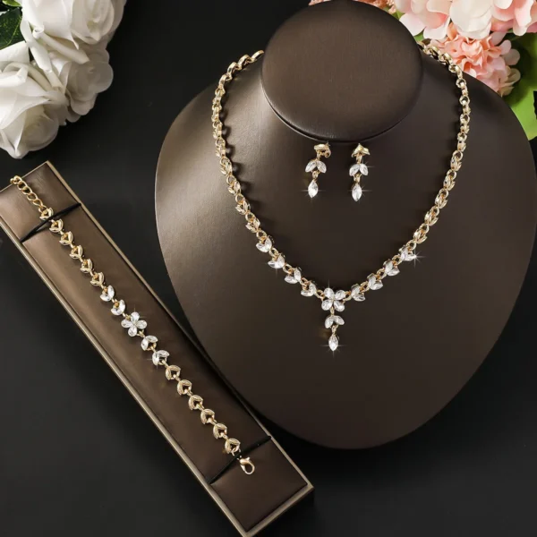 4PC Women's Fashion Copper Claw Chain Sunflower Necklace Earrings Bracelet Jewelry Set Wedding Banquet Party Holiday Gift - Image 4