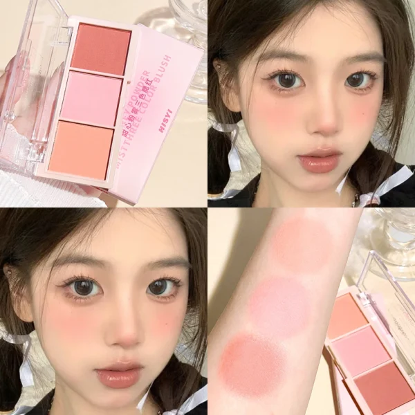 HISYI three-color blush natural color rendering delicate non-flying powder matte rouge holding makeup clear vitality girl blush - Image 5