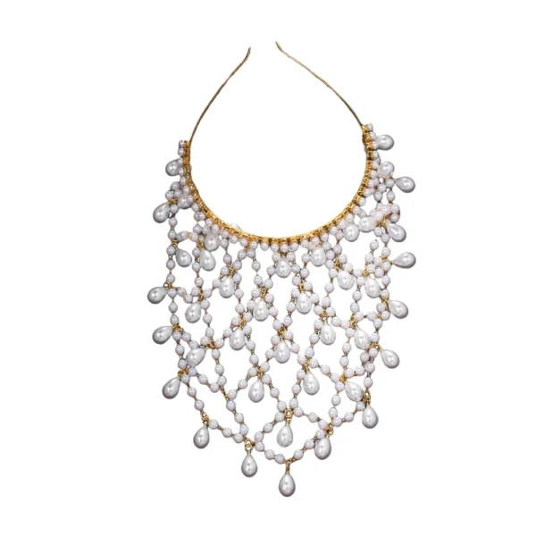 New Grid Mesh Headdress Costume Women Carnival Headband 1920s Pearl Hair Pendant Bohemian Fashion Vintage Headwear Accessories - Image 3