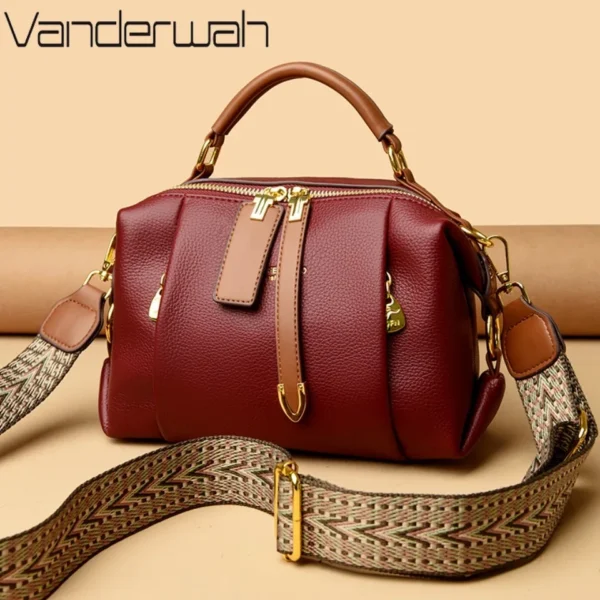 2 Layers Shoulder Totes Bags for Women Quality Pu Leather Wide Strap Hand Bags Designer Arrow Zipper Ladies Crossbody Bag New