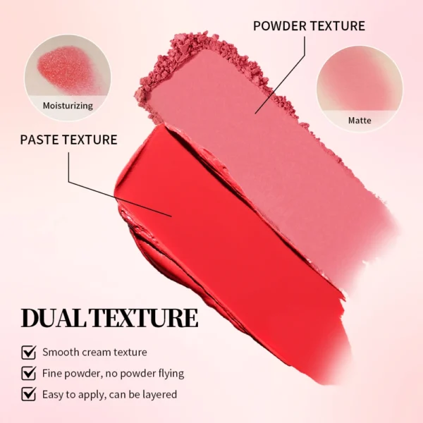 Blush Juvia's Cream Powder Matte Blush Makeup Rose Pan Long-lasting Wearing High Pigment Natural Matte Blush Duo Cosmtics - Image 3