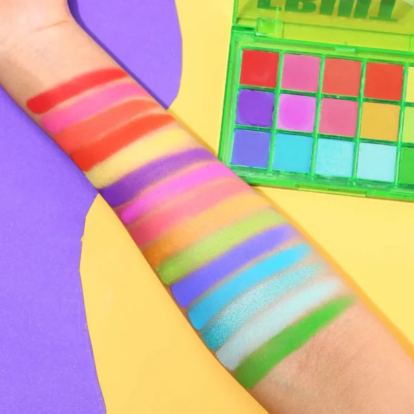 15 Colors Eyeshadow Palette Set Colorful Neon Rainbow Makeup Eyeshadow Palette Vibrant Shimmer Matte Pigmented Blendable Make Up - Image 2
