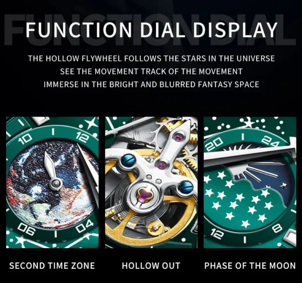 OLEVS 6689 Mechanical Watch for Men Waterproof Luminous Stainless steel Skeleton Automatic Watch - Image 7