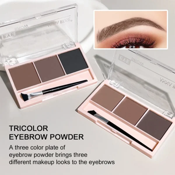 high quality 3-color brow powder palette, with brush, matte water and sweat resistant natural color brow powder long-lasting - Image 2