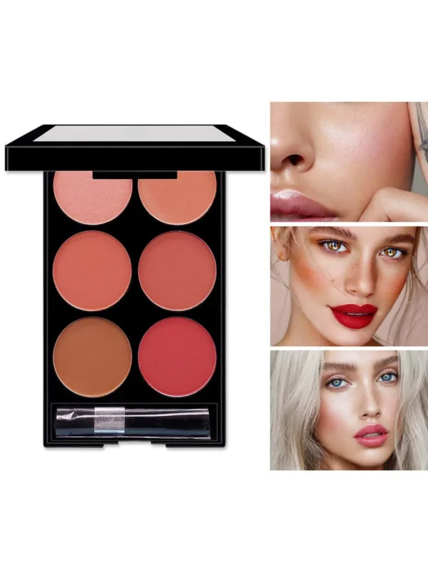 6-color blush and contouring all-in-one palette, pearlescent matte powder makeup palette - Image 5