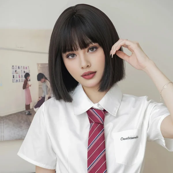 New synthetic wig female short hair refreshing personality high temperature silk holiday party daily complete full head cover - Image 3