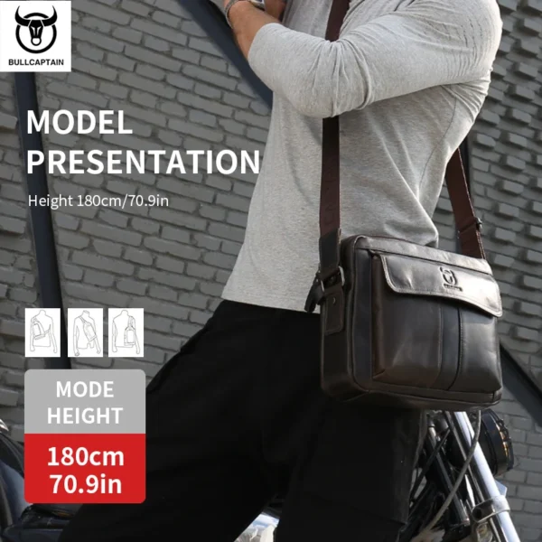 BULLCAPTAIN Genuine Leather Men's Crossbody Bag Large Capacity Casual Multifunctional Handbag A Fashion Business Briefcase - Image 2