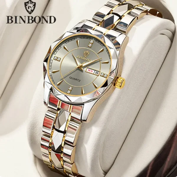 BINBOND Brand Watch Luxury Quazt woman Watches Waterproof Luminous Date Ms. Wristwatch Fashion Sports woman Clock 5552 - Image 3